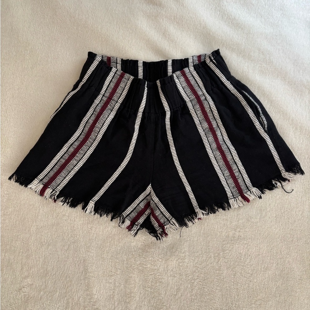 RD Style Black and White Striped High Waist Shorts